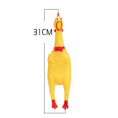 Jouet à Mâcher pour Chien – Poulet Couineur en Caoutchouc Jaune 🐔🐶