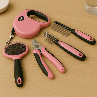 Kit 2-en-1 Laisse de Traction & Brosse de Toilettage