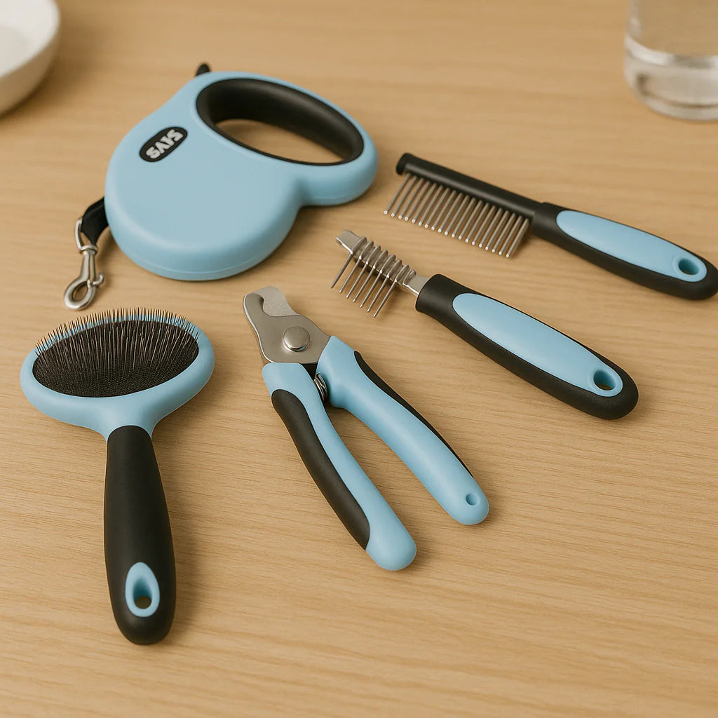 Kit 2-en-1 Laisse de Traction & Brosse de Toilettage