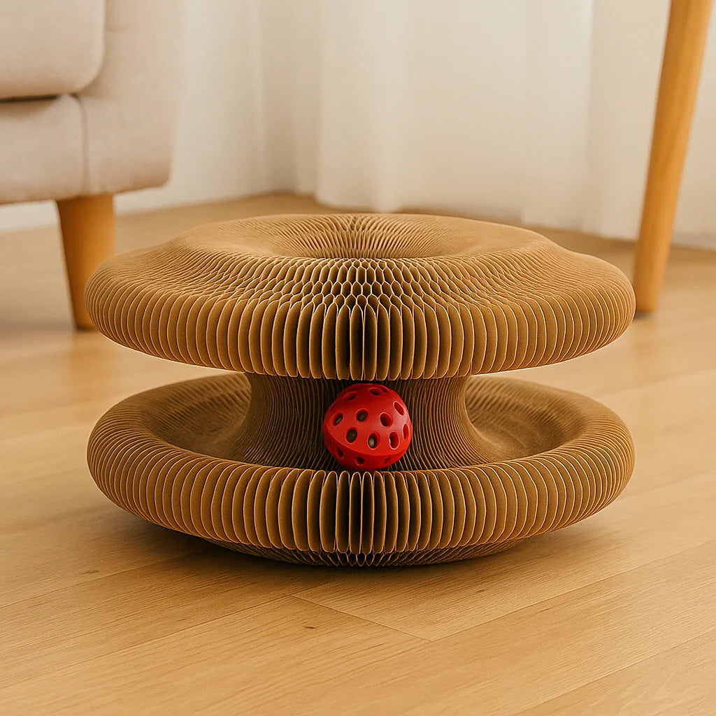 Griffoir Pliable en Carton pour Chat – Compact, Résistant et Ludique